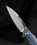 Bestech Knives WIBRA Frame Folding Knife 3.5" Bohler M390 Steel Blade Blue Anodized Titanium Handle