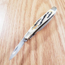 Frost Cutlery Whittler Pocket Knife Mirror Finish Stainless Steel Blades Aspen Burnt Bone Handle