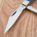 Frost Cutlery Coke Bottle Pocket Knife Stainless Steel Blades Blue Jigged Bone Handle