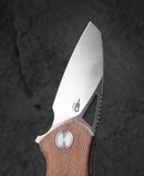 Bestech Knives Riverstone Folding Knife 2.5" 154CM Steel Blade Natural Canvas Micarta Handle