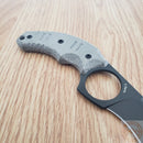 Bastinelli Creations Ligament Fixed Knife 2" Black PVD Coated Bohler M390 Steel Hawkbill Blade OD Green Canvas Micarta Handle