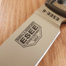 ESEE Model 6 Fixed Knife 5.25" Desert Tan Powder Coated 1095HC Steel Blade Black And Coyote Brown 3D Machined G10 Handle 6PDT005