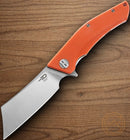 Bestech Knives Cubis Linerlock Folding Knife 3.13" D2 Tool Steel Blade Orange G10 Handle
