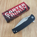 Ontario Carter Trinity Folding Knife 2.88" AUS8 Steel Blade Black G10 Handle