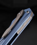 Bestech Knives WIBRA Frame Folding Knife 3.5" Bohler M390 Steel Blade Blue Anodized Titanium Handle