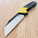 Bestech Knives Rockface Linerlock Folding Knife 3.75" D2 Tool Steel Blade Black And Yellow G10 Handle
