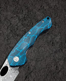 Bestech Knives Skirmish Linerlock Folding Knife 3.25" Damascus Steel Blade Blue / Black Damascus G10 Handle