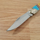 Frost Cutlery Folding Knife 4" Stainless Steel Blades Turquoise/Abalone Handle