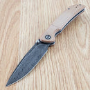 Civivi Imperium Folding Knife 3.5" Damascus Steel Blade Brown Micarta Handle