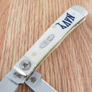 Case XX US Navy Trapper Pocket Knife Stainless Steel Blades Natural Bone Handle 22553