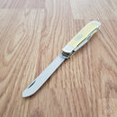 Case XX Cutlery Trapper Pocket Knife Carbon Steel Blades Smooth Yellow Synthetic Handle 00161
