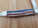 Case XX Patriotic Embellished Pocket Knife Stainless Blades Natural Smooth Bone Handle 64136