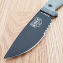 ESEE Model 3 Fixed Knife 3.75" Black Powder Coated Part Serrated 1095HC Steel Blade Micarta Handle 3SB