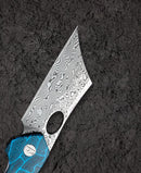 Bestech Knives Skirmish Linerlock Folding Knife 3.25" Damascus Steel Blade Blue / Black Damascus G10 Handle