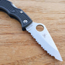 Spyderco Ladybug 3 Lockback Folding Knife 1.88" VG-10 Steel Serrated Blade Black FRN Handle
