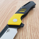Bestech Knives Rockface Linerlock Folding Knife 3.75" D2 Tool Steel Blade Black And Yellow G10 Handle
