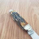 Rough Ryder Cattleman Pocket Knife Carbon Steel Blades Cinnamon Bone Stag Handle
