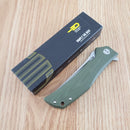 Bestech Knives Scimitar Folding Knife 3.75" D2 Tool Steel Blade Green G10 Handle