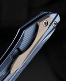 Bestech Knives WIBRA Frame Folding Knife 3.5" Bohler M390 Steel Blade Blue Anodized Titanium Handle