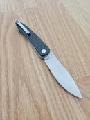 CJRB Ria Linerlock Folding Knife 3" 12C27 Sandvik Steel Blade Black Carbon Fiber Handle