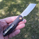 Artisan Tomahawk Folding Knife 3" Stonewash D2 Tool Steel Blade Black G10 Handle