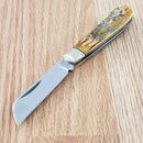 Rough Ryder Half Hawk Cinnamon Folding Knife Carbon Steel Blade Stag Bone Handle