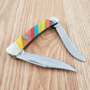 Rough Ryder Large Moose Lollipop Pocket Knife Stainless Steel Clip And Long Spey Blades Multi Synthetic Handle