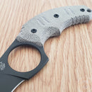 Bastinelli Creations Ligament Fixed Knife 2" Black PVD Coated Bohler M390 Steel Hawkbill Blade OD Green Canvas Micarta Handle