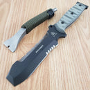 TOPS Pry Fixed Knife 5.75" Part Serrated 1095 Steel Blade Black Linen Micarta Handle