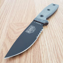ESEE Model 3 Fixed Knife 3.75" Black Powder Coated Part Serrated 1095HC Steel Blade Micarta Handle 3SB