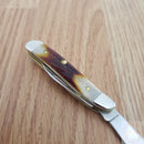 Case XX Cutlery Peanut Pocket Knife Stainless Steel Blades Red Stag handle 09443