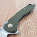 CJRB Kicker Recoil Lock Folding Knife 3.5" D2 Tool Steel Blade Green G10 Handle