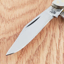 Frost Cutlery Dog Leg Trapper Pocket Knife Stainless Blades Smooth Bone Handle