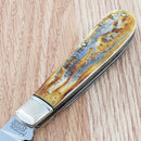 Rough Ryder Half Hawk Cinnamon Folding Knife Carbon Steel Blade Stag Bone Handle