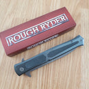 Rough Ryder Folding Knife 5.75" Stainless Steel Blade Green Aluminum Handle