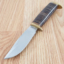 Rough Ryder Short Skinner Fixed Knife 3.5" Stainless Steel Blade Leather Handle