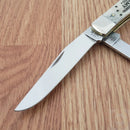 Case XX US Army Trapper Pocket Knife Stainless Steel Blades Natural Bone Handle