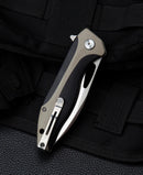 Bestech Knives Komodo Linerlock Folding Knife 3.38" D2 Tool Steel Blade Black / Tan G10 Handle