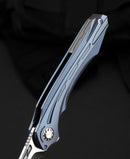 Bestech Knives WIBRA Frame Folding Knife 3.5" Bohler M390 Steel Blade Blue Anodized Titanium Handle