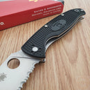 Spyderco Resilience Folding Knife 4.25" Part Serrated 8Cr13MoV Steel Blade FRN