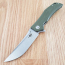 Bestech Knives Scimitar Folding Knife 3.75" D2 Tool Steel Blade Green G10 Handle