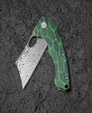 Bestech Knives Skirmish Linerlock Folding Knife 3.25" Damascus Steel Blade Green / Black G10 Handle
