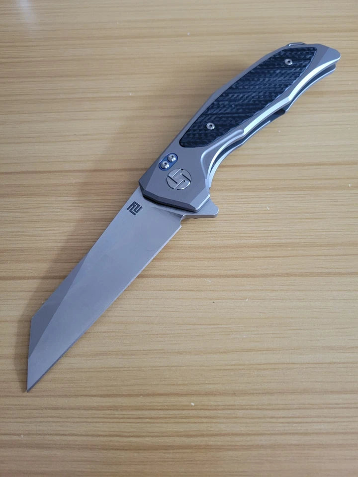 Artisan Megahawk Folding Knife 3.75" S35VN Steel Blade Titanium/Carbon Fiber Handle