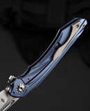 Bestech Knives WIBRA Frame Folding Knife 3.5" Bohler M390 Steel Blade Blue Anodized Titanium Handle