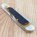 Rough Ryder Lockback Trapper Pocket Knife 440 Steel Blades Jigged Bone Handle