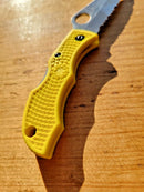 Spyderco Ladybug 3 Salt Knife 1.88" Serrated H2 Steel Blade Yellow FRN Handle