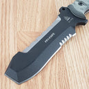 TOPS Pry Fixed Knife 5.75" Part Serrated 1095 Steel Blade Black Linen Micarta Handle