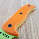 ESEE Model 6 Plain Edge Fixed Knife 5.75" Venom Green Powder Coated 1095HC Steel Blade Orange G10 Handle 6PVG