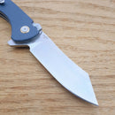 CJRB Kicker Recoil Lock Folding Knife 3.5" D2 Tool Steel Extended Tang Blade Blue-Gray Textured G10 Handle 1915BU