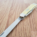 Case XX Cutlery Trapper Pocket Knife Carbon Steel Blades Smooth Yellow Synthetic Handle 00161
